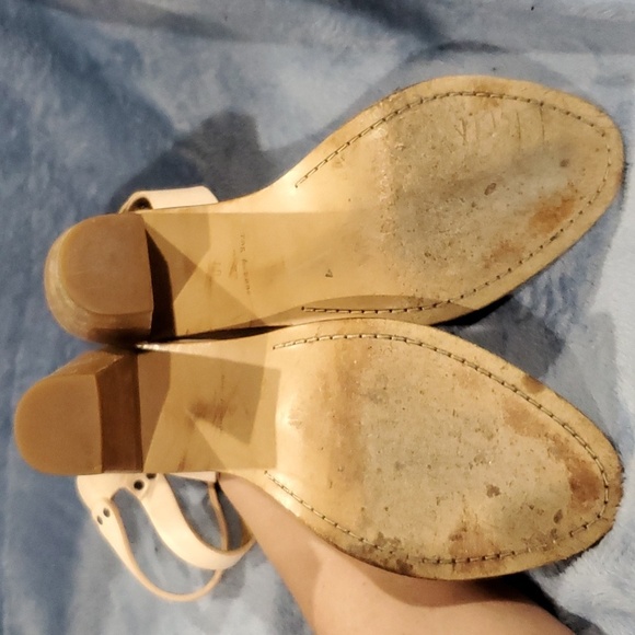 Rag & bone peach pink leather peep toe stacked heel - Picture 4 of 10